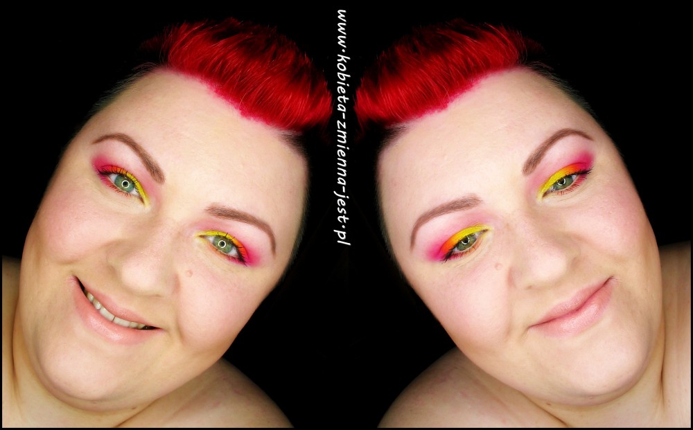 makijaż makeup sleek ultra mattes v1 brights neons neony kolorowo jaskrawo żółć pomarańcz róż makeupblogger blog face